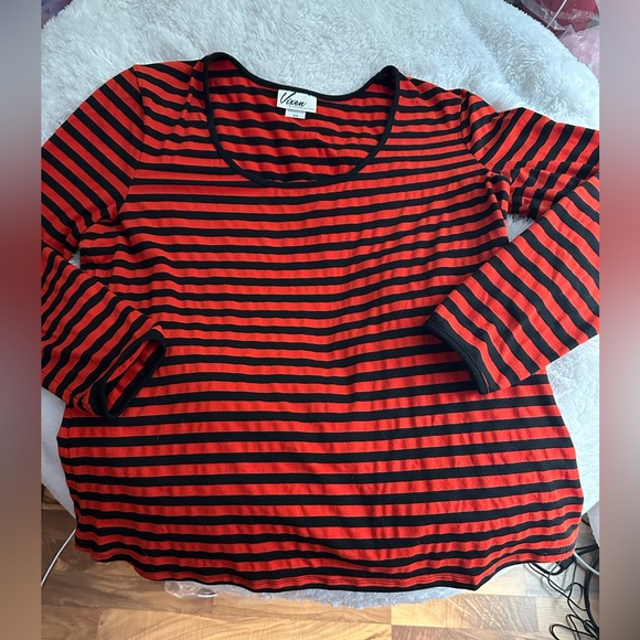 Troublemaker Top in Orange and Black Stripes Vixen by Micheline Pitt - Picture 2 of 4